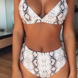 High Waist Triangle Leopard Print Two Piece